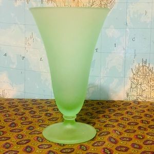 Vintage Green Satin Urn Style Vase